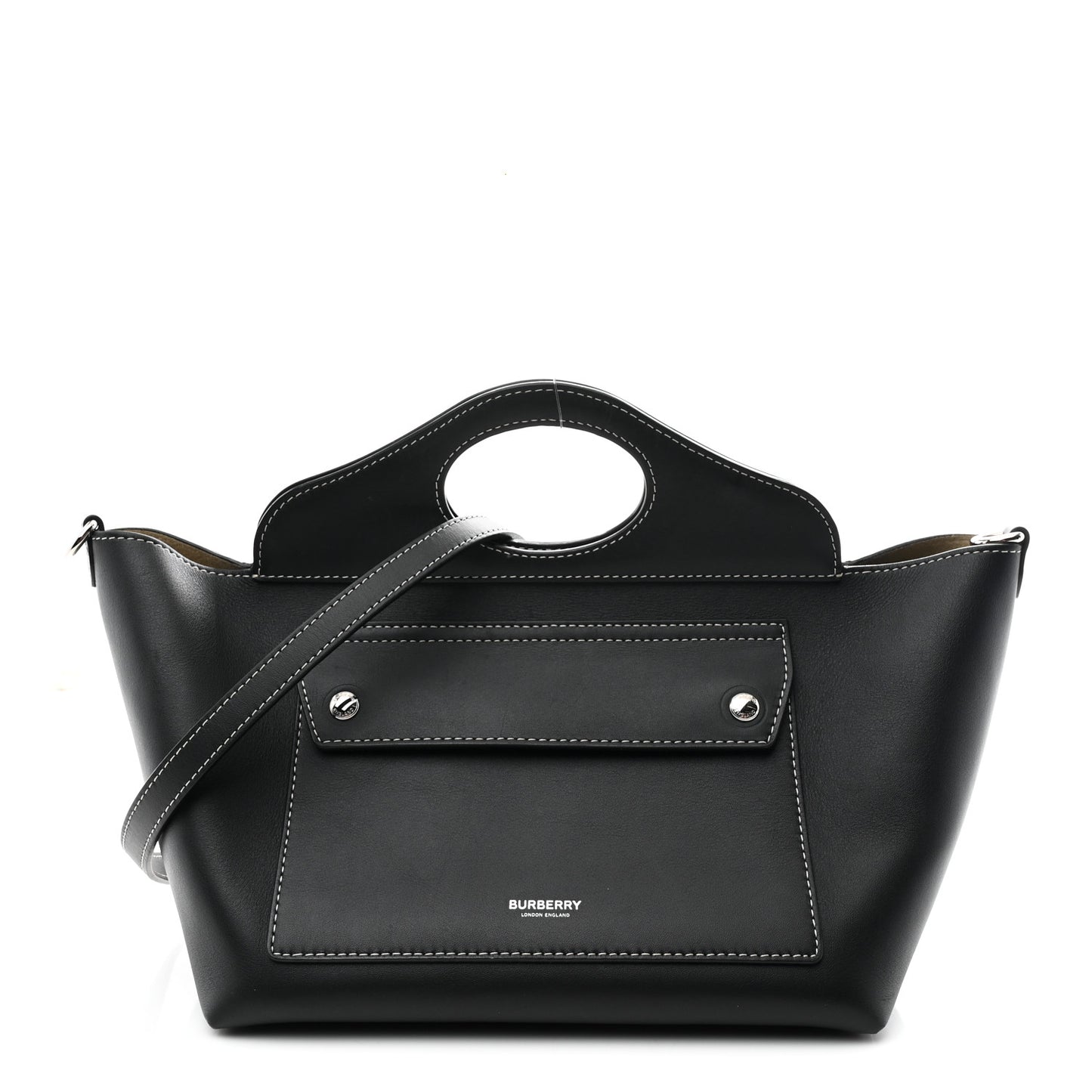 Soft Calfskin Small Pocket Tote Bag Black
