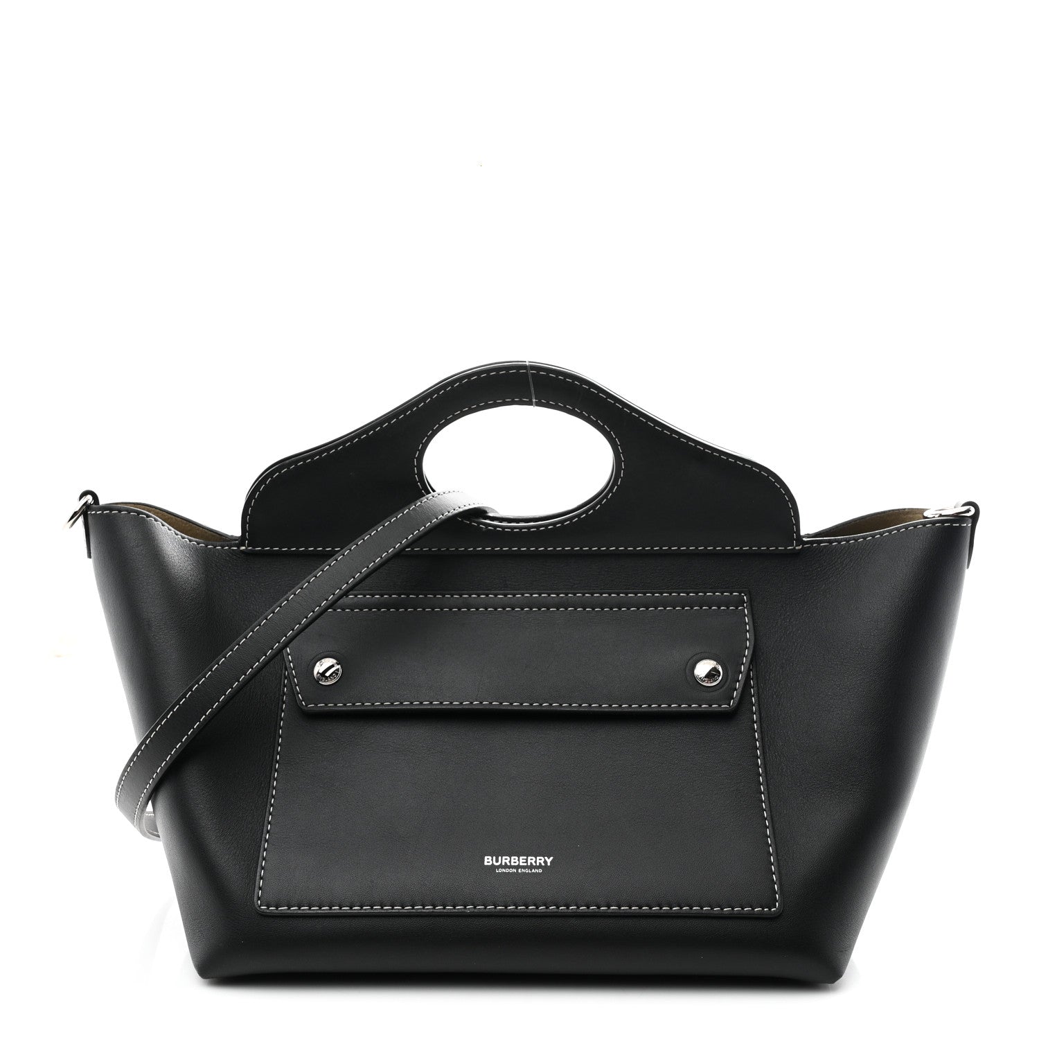 Burberry Soft Calfskin Small Pocket Tote Bag Black 1 of 9