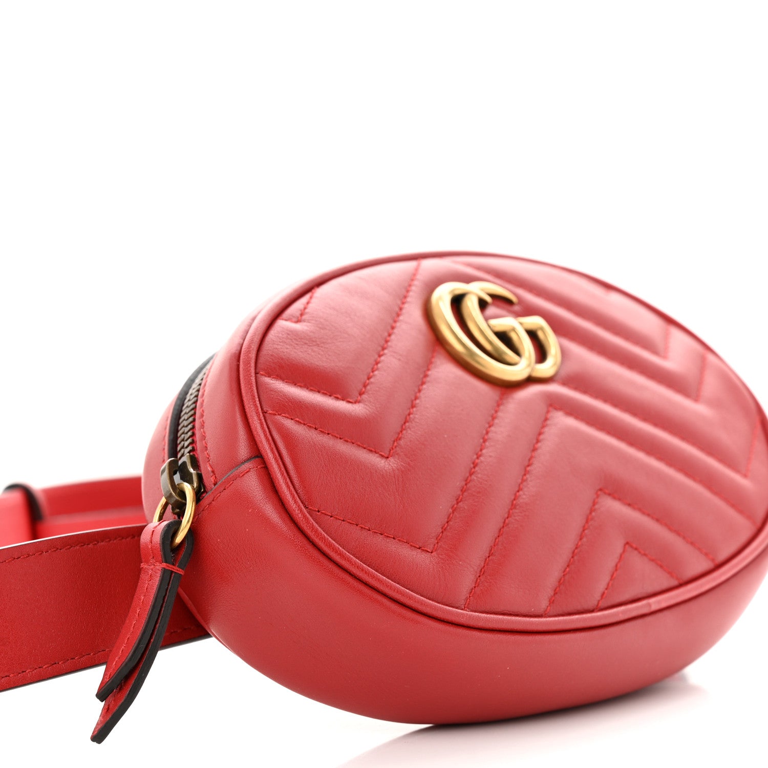 Gucci Calfskin Matelasse GG Marmont Belt Bag 85 34 Hibiscus Red 9 of 10