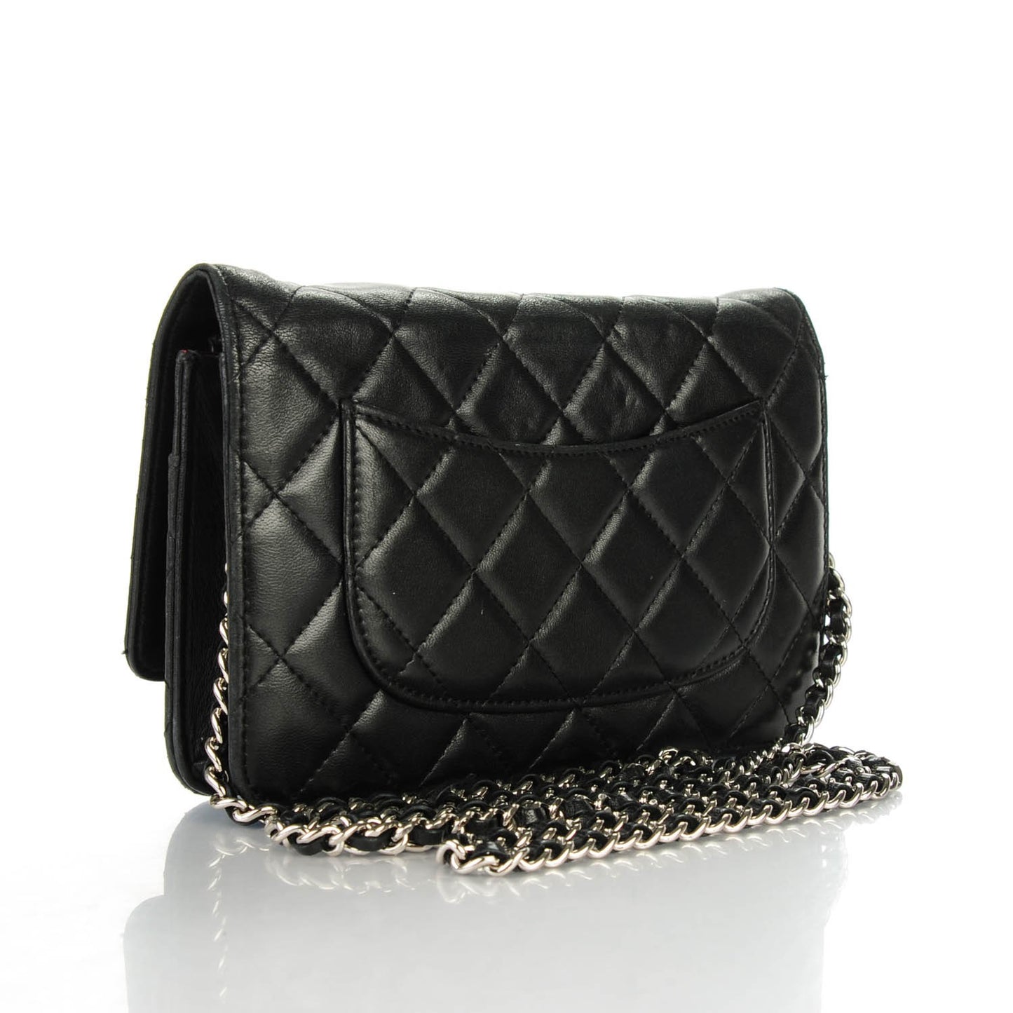 Lambskin Quilted Wallet On Chain WOC Black