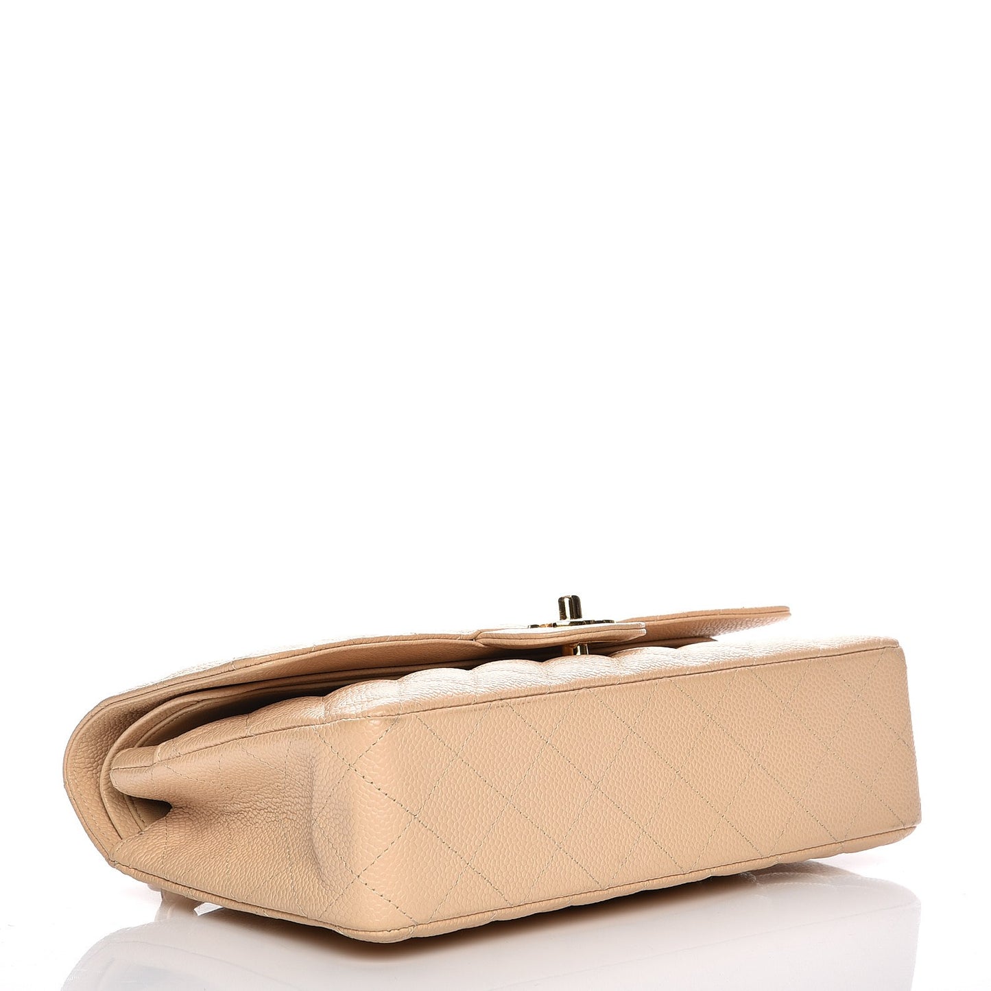 Caviar Quilted Medium Double Flap Beige Clair