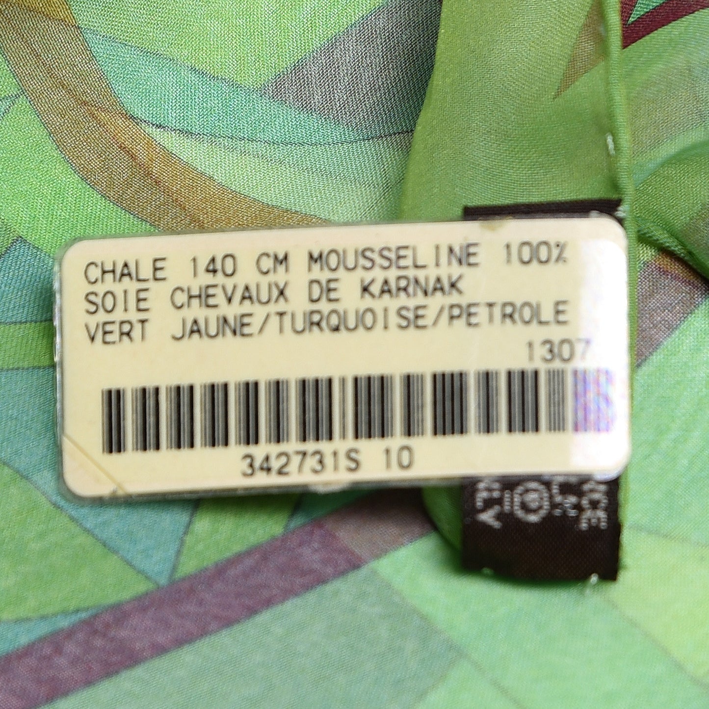 Silk Mousseline Chevaux De Karak Shawl 140 Vert Jaune Turquoise Petrole