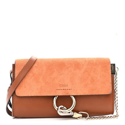 Chloe Suede Calfskin Mini Faye Shoulder Bag Tobacco 1 of 8