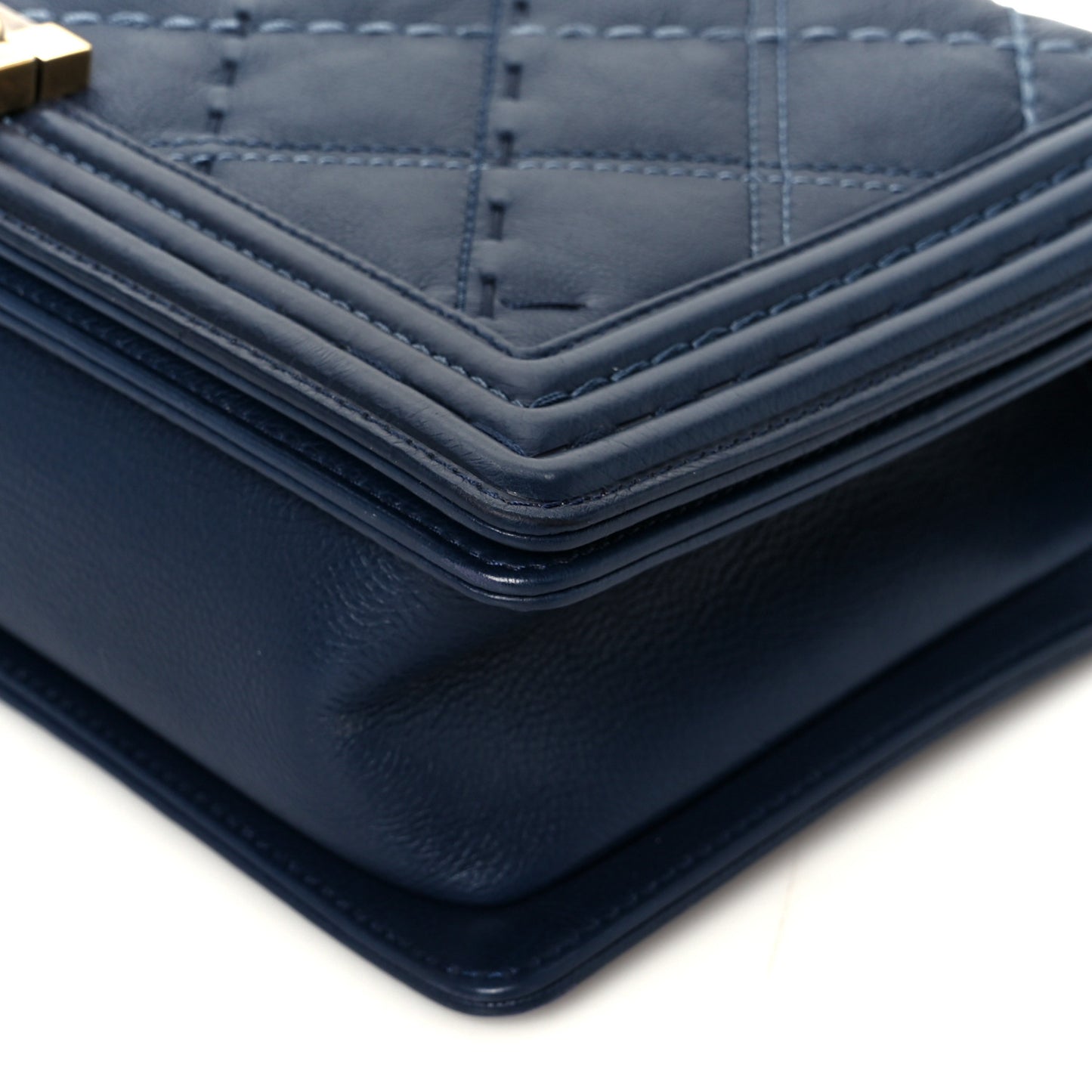 Calfskin Stitched New Medium Boy Flap Black