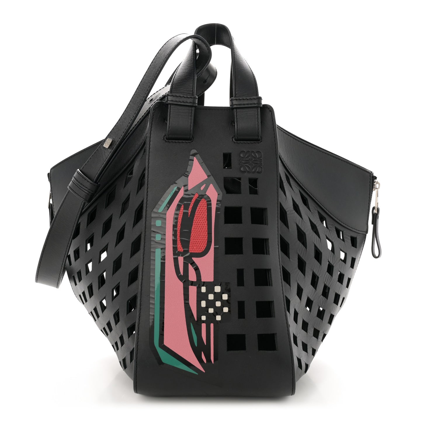 Calfskin Medium Tulip Hammock Shoulder Bag Black