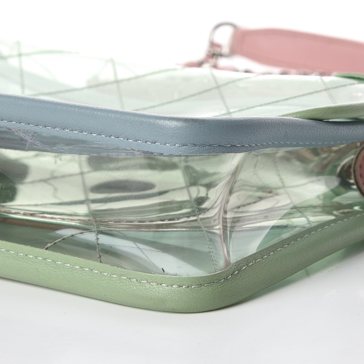 Lambskin PVC Quilted Mini Coco Splash Flap Blue Green