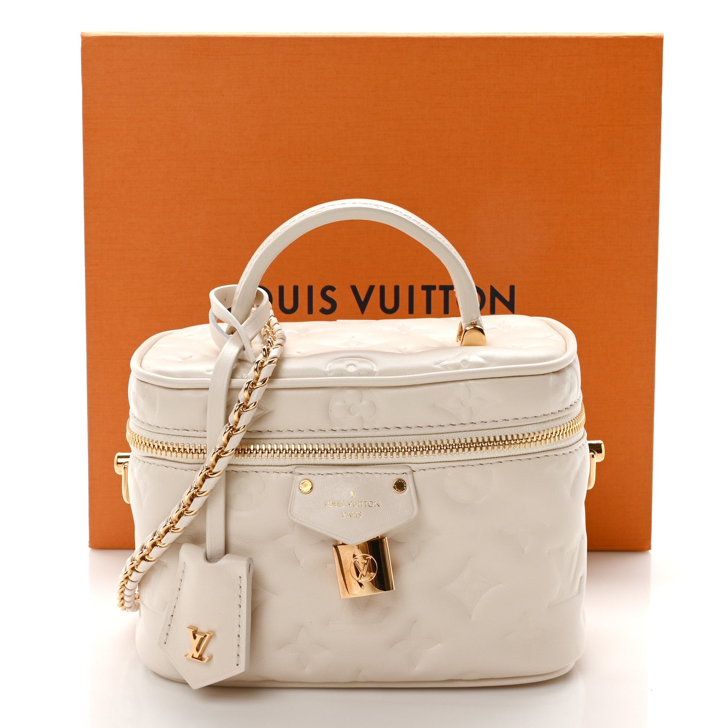 Louis Vuitton Lambskin Embossed Monogram Vanity PM Cream 11 of 11