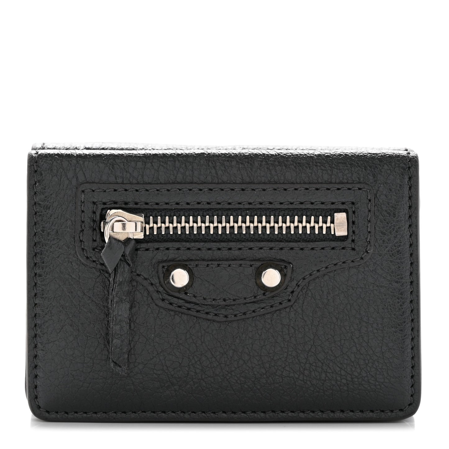 Agneau Classic Silver Hardware Mini Wallet Gris Fossile