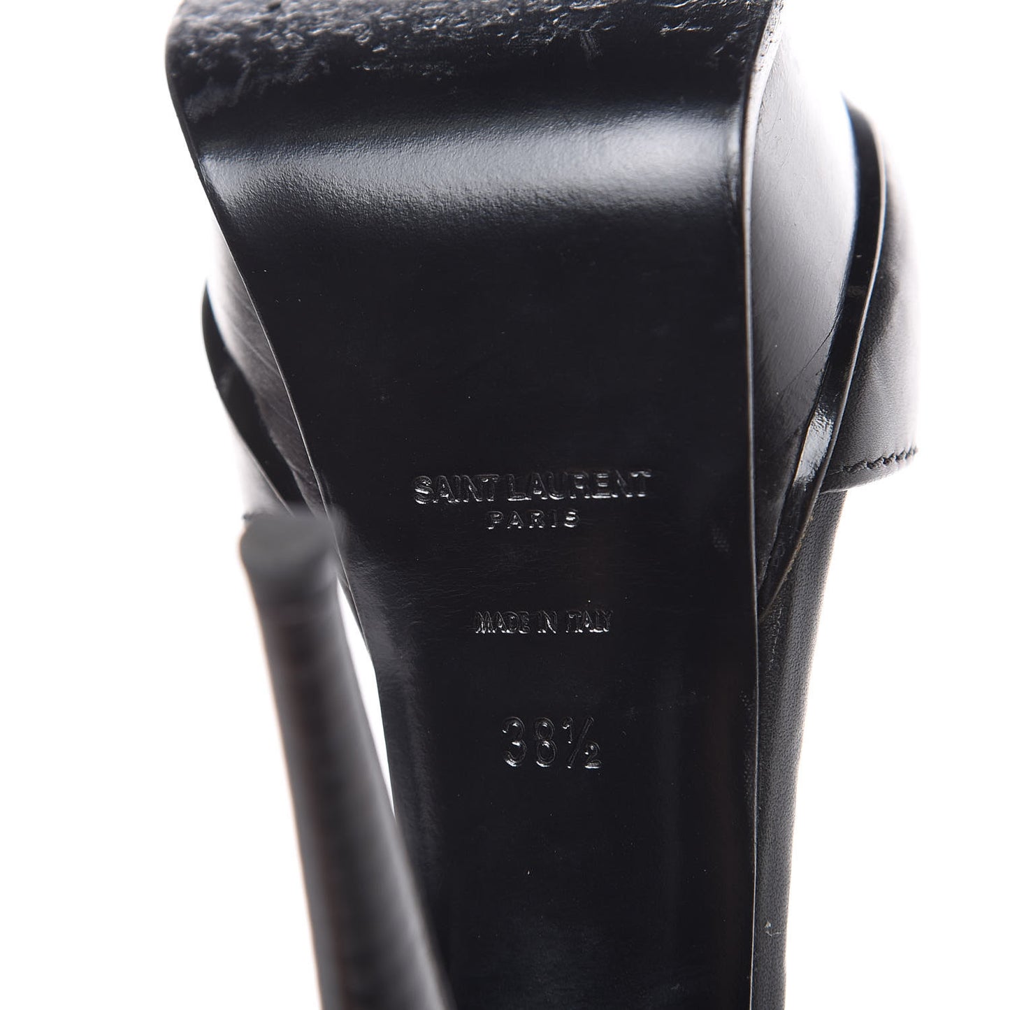 Calfskin Platform Ankle Strap Sandals 38.5 Black