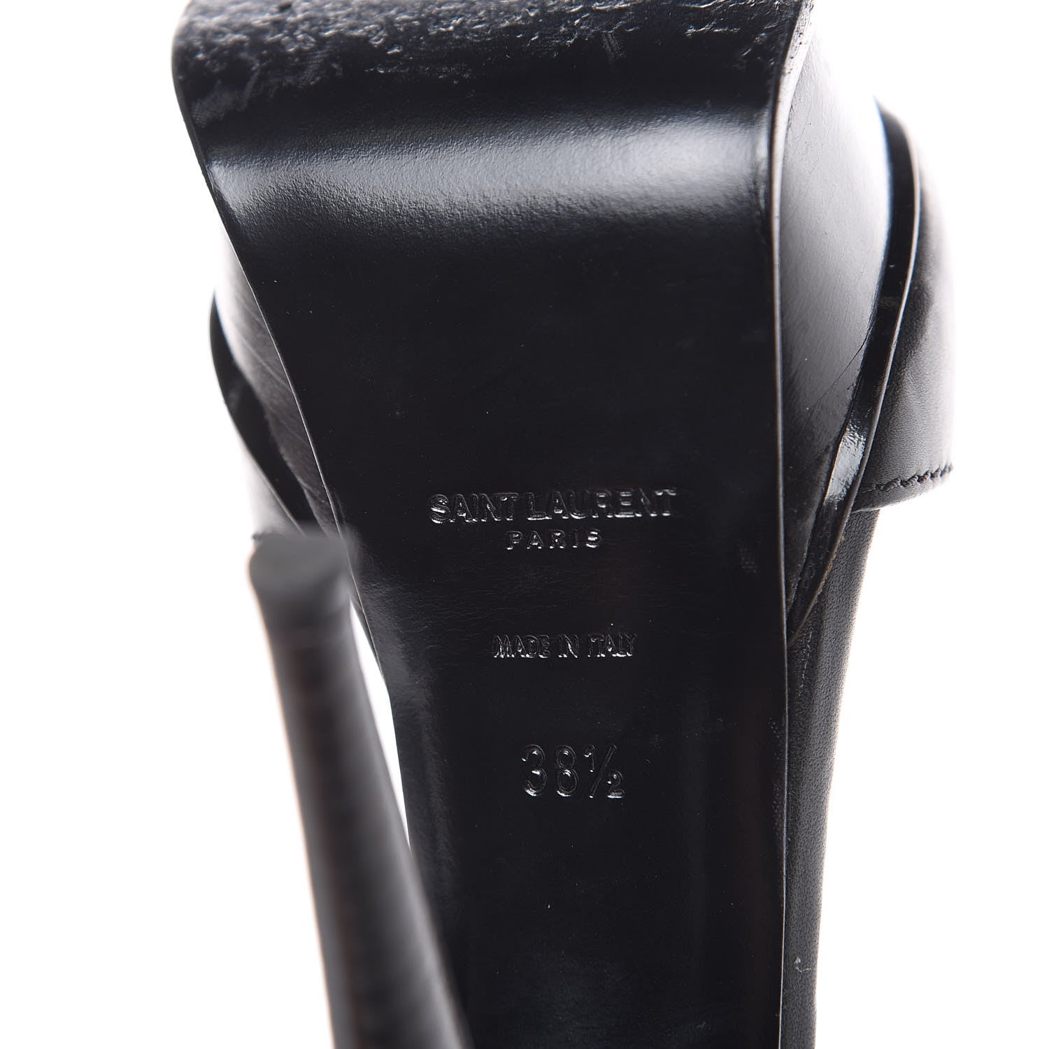 Saint Laurent Calfskin Platform Ankle Strap Sandals 38.5 Black 7 of 13