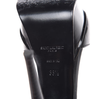 Saint Laurent Calfskin Platform Ankle Strap Sandals 38.5 Black 7 of 13