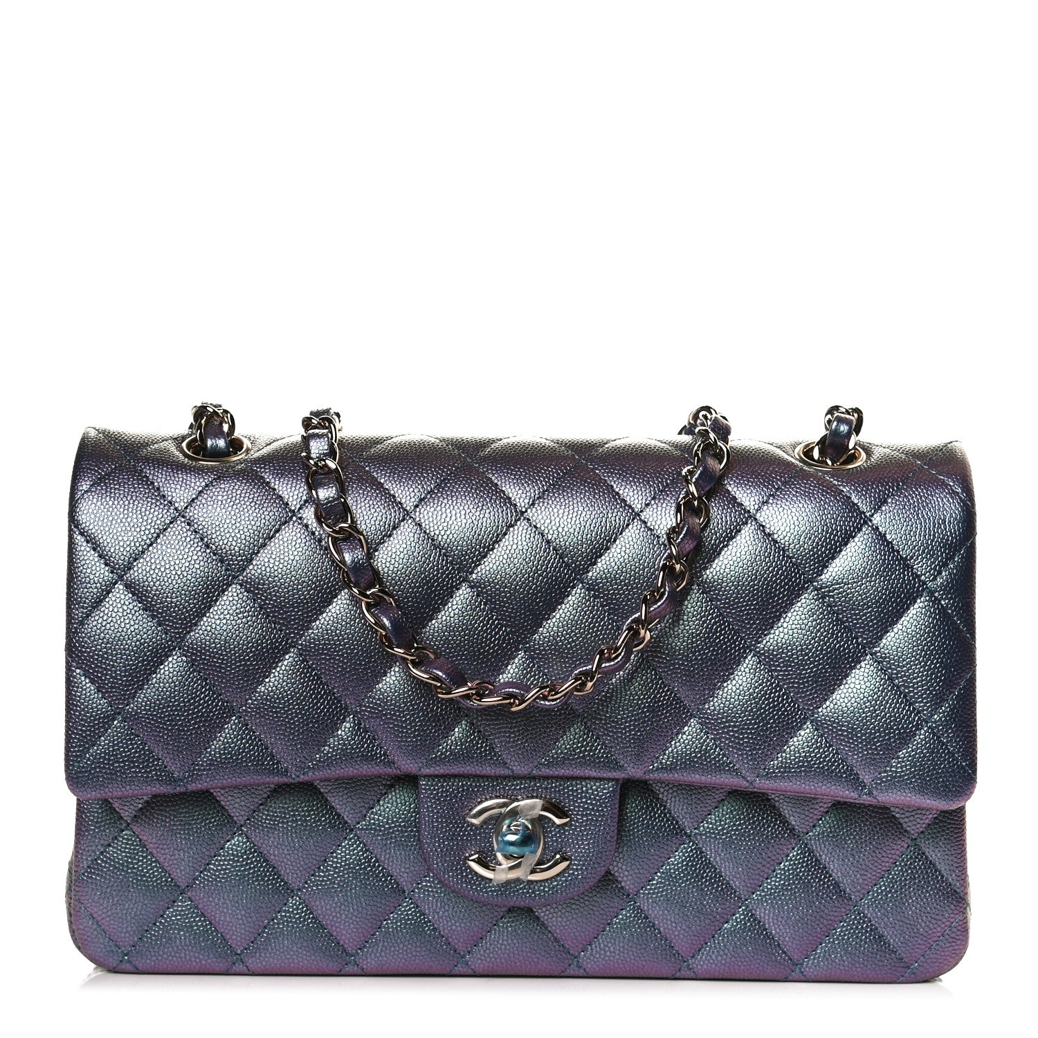 Chanel Iridescent Caviar Quilted Medium Double Flap Dark Blue 1 of 11
