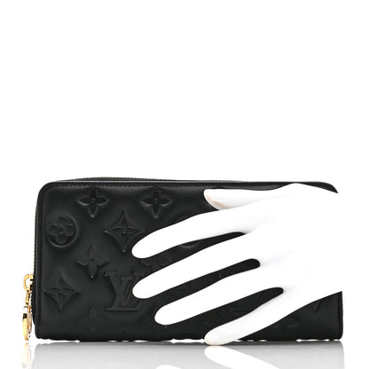 Louis Vuitton Lambskin Embossed Monogram Coussin Zippy Wallet Black 2 of 6