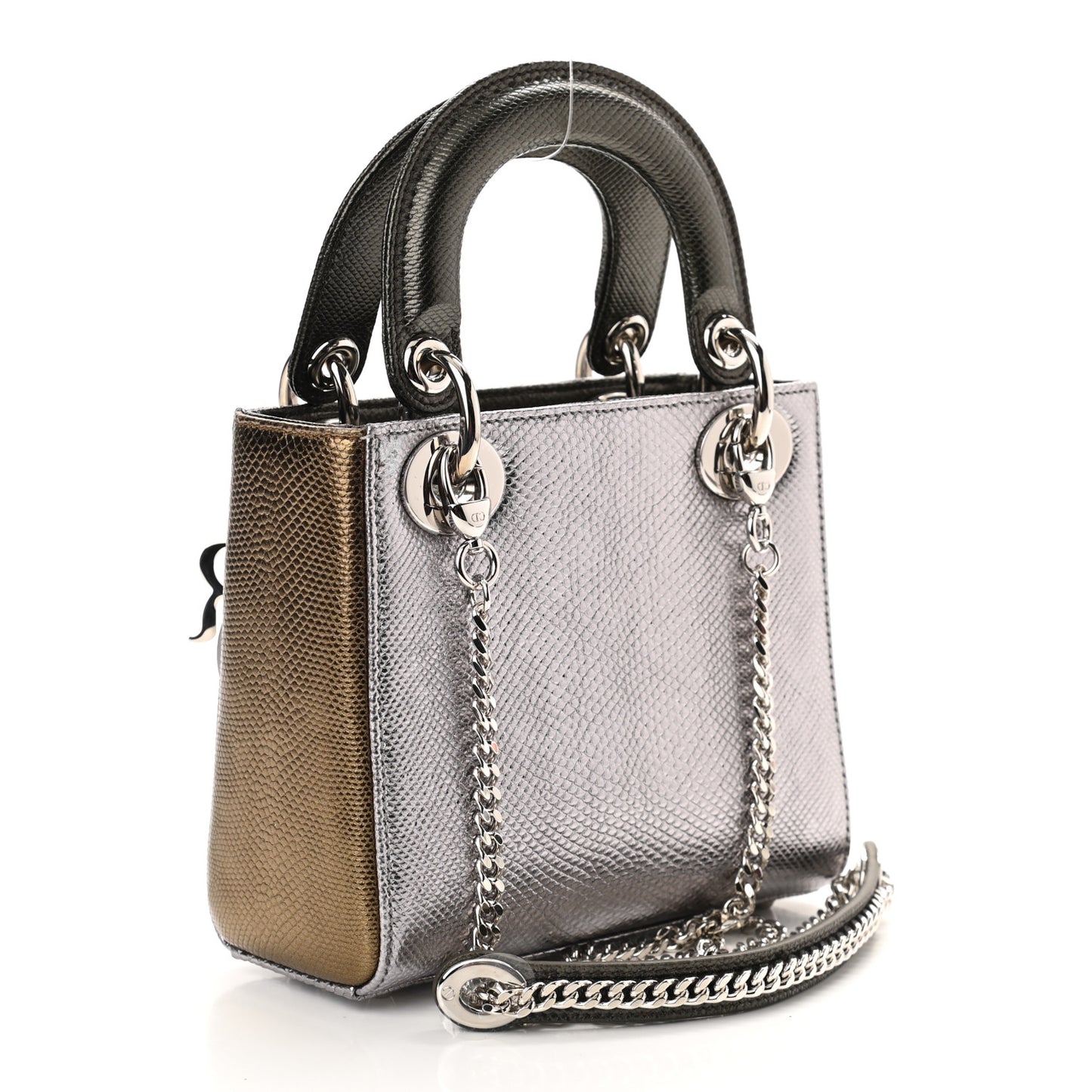Metallic Karung Mini Lady Dior Silver Bronze