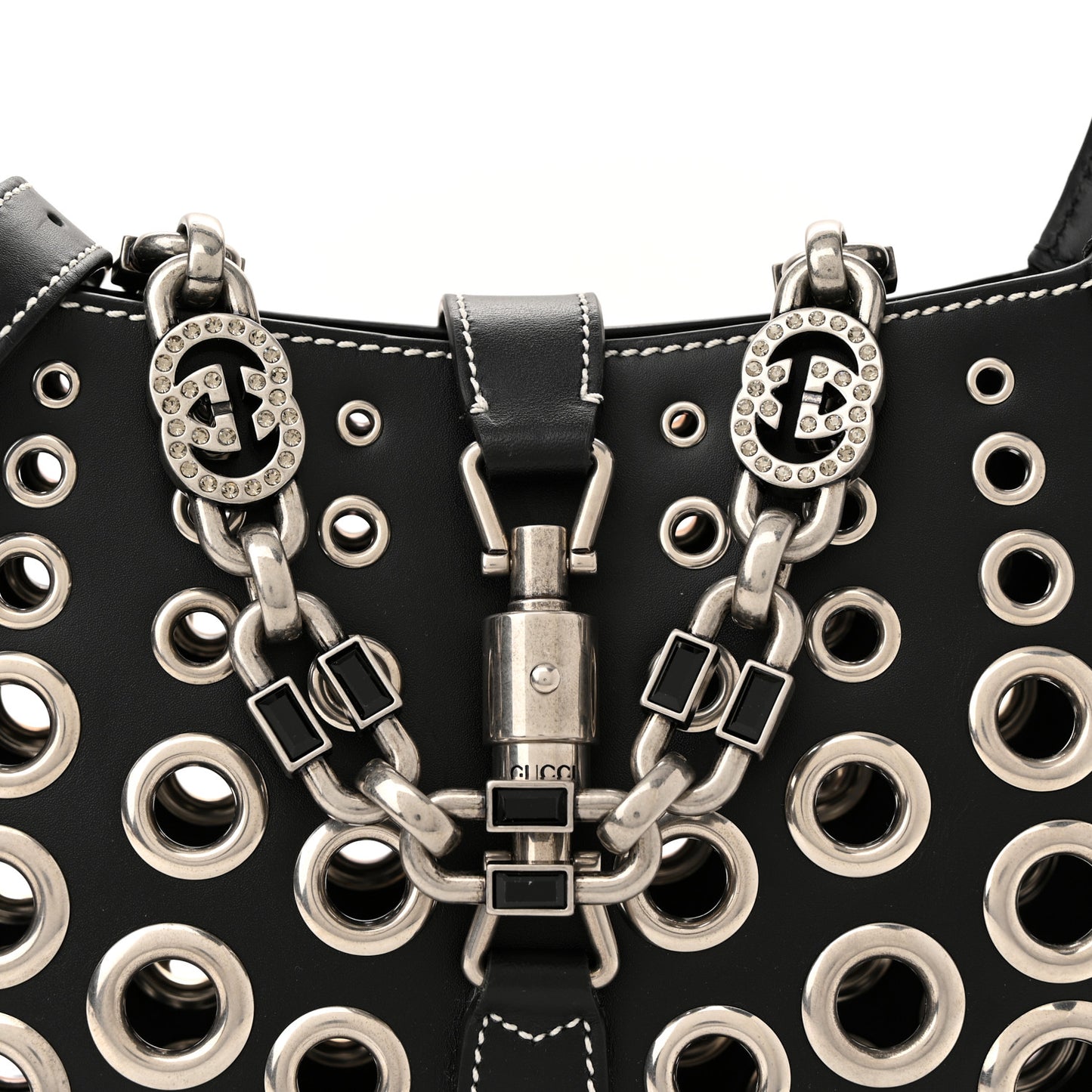 Calfskin Ha Ha Ha Jackie 1961 Eyelet Hobo Black