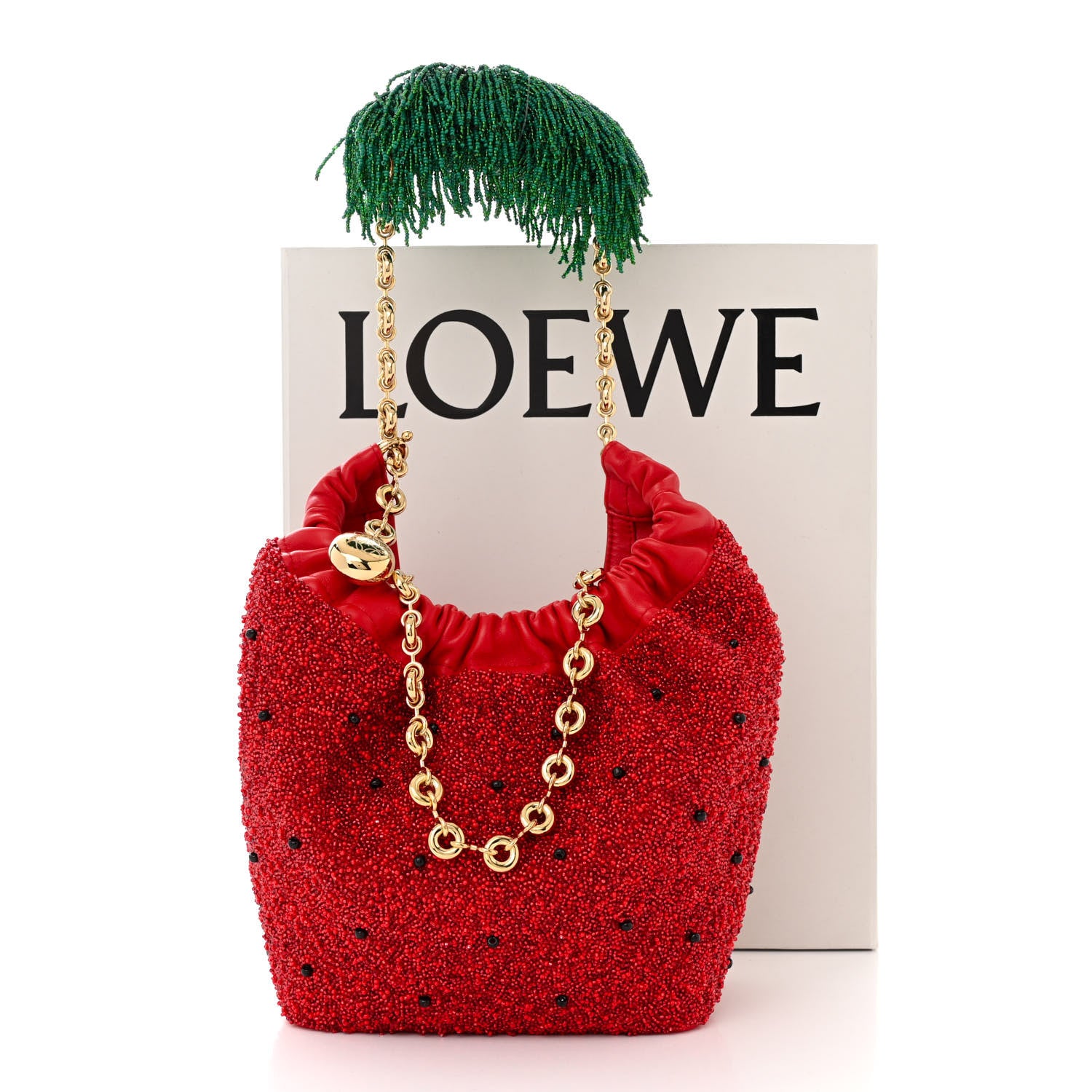 Loewe Buttery Nappa Beaded Mini Squeeze Fruit Shoulder Bag Red 10 of 10
