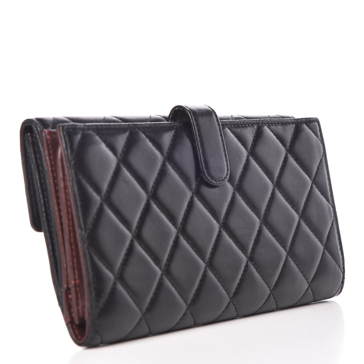 Chanel Lambskin Quilted Long Flap Wallet Black 3 of 13