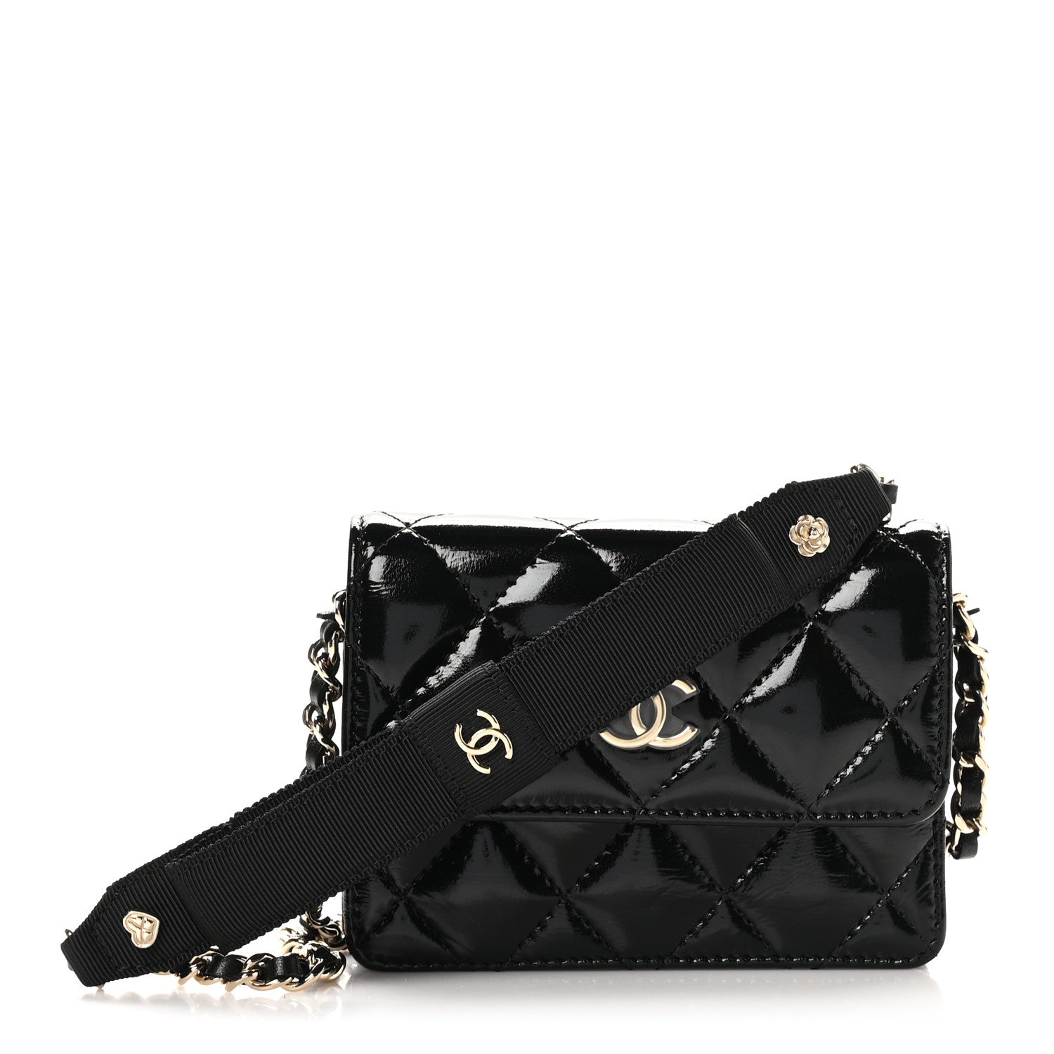 Chanel Shiny Lambskin Quilted Small Clutch With Chain Black 1 of 12