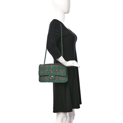 Chanel Wool Tweed Medium Double Flap Green 2 of 9
