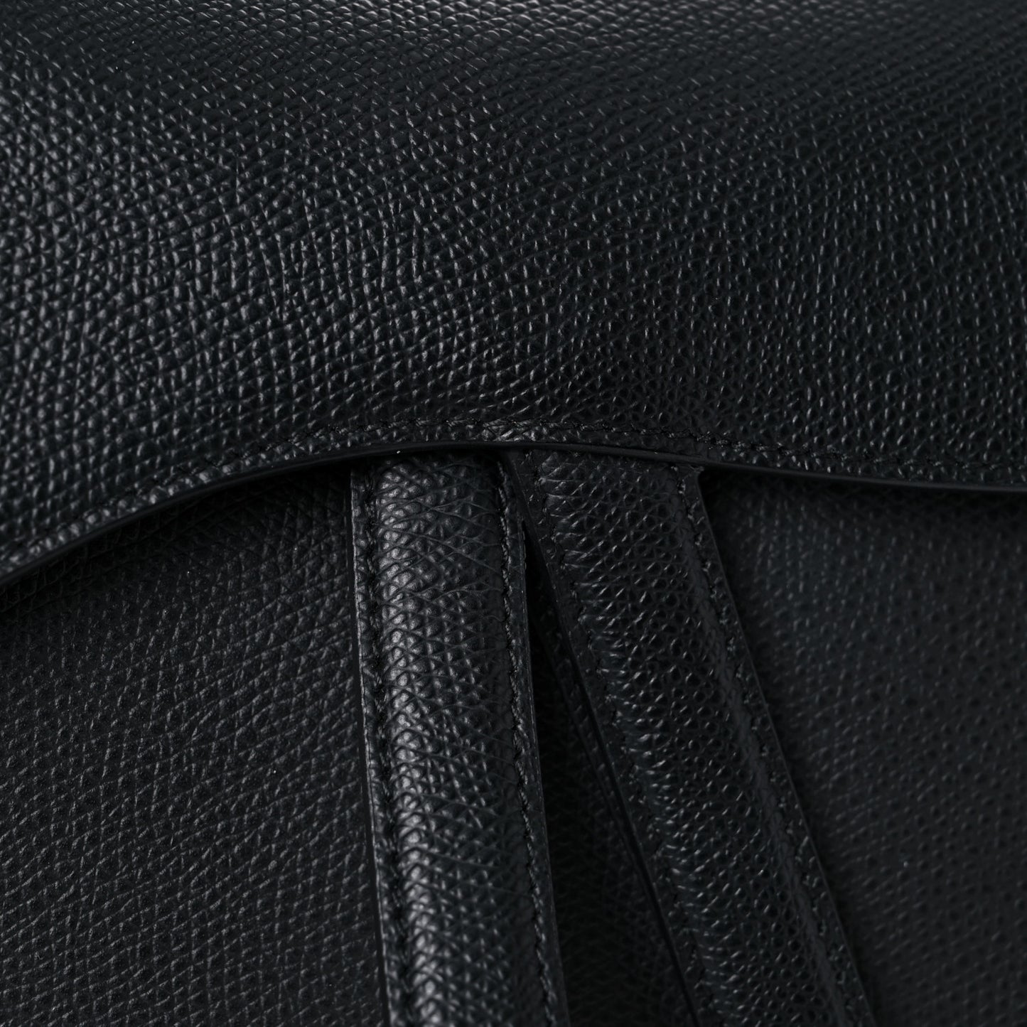 Grained Calfskin Saddle Bag Black