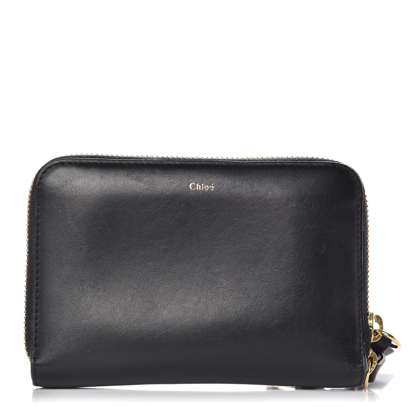 Lambskin Alphabet Zip Around Compact Wallet Black