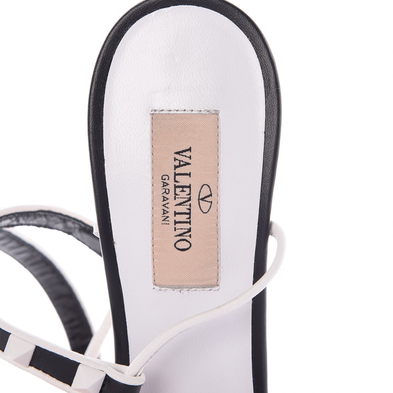 Valentino Garavani Calfskin Free Rockstud Ankle T-Strap 105mm Sandals 39 Black Optic White 7 of 7
