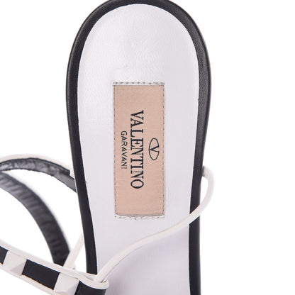 Valentino Garavani Calfskin Free Rockstud Ankle T-Strap 105mm Sandals 39 Black Optic White 7 of 7