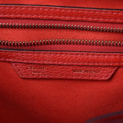 Celine Drummed Calfskin Mini Luggage Coquelicot 6 of 12