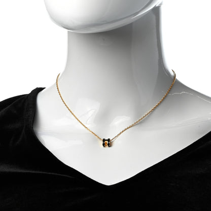 Hermes Lacquered Gold Mini Pop H Pendant Necklace Black 2 of 5