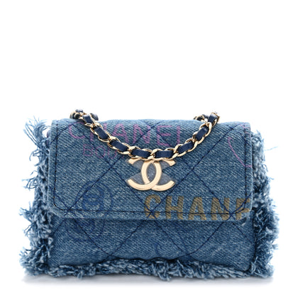 Chanel Denim Quilted Denim Mood Clutch With Chain Blue Multicolor 1 of 10