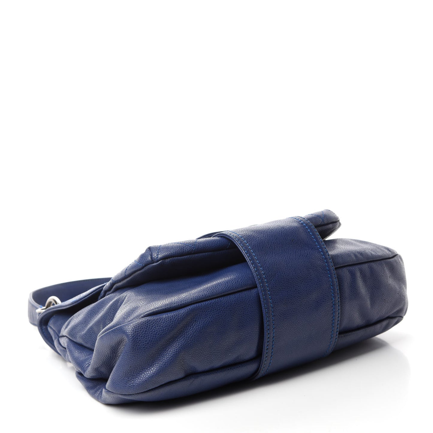 Glazed Caviar Flap Hobo Dark Blue