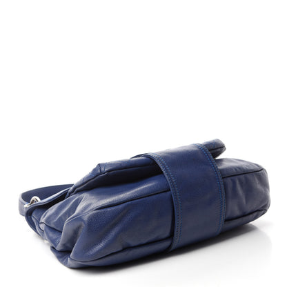 Chanel Glazed Caviar Flap Hobo Dark Blue 4 of 11