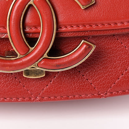 Chanel Shiny Calfskin Goatskin Quilted Small Coco Curve Messenger Flap Red 12 of 15