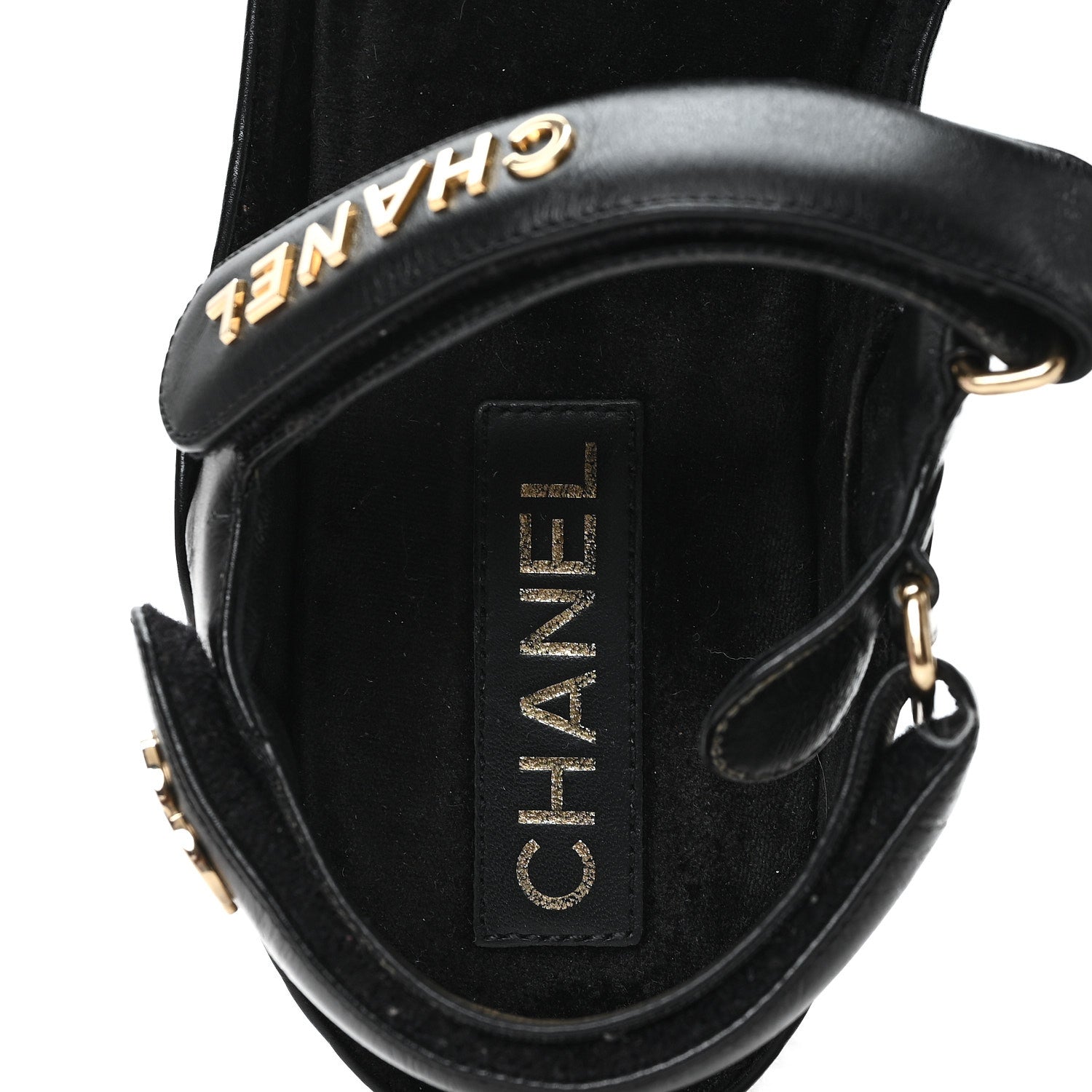 Chanel Shiny Calfskin Logo Platform Sandals 40 Black 8 of 10