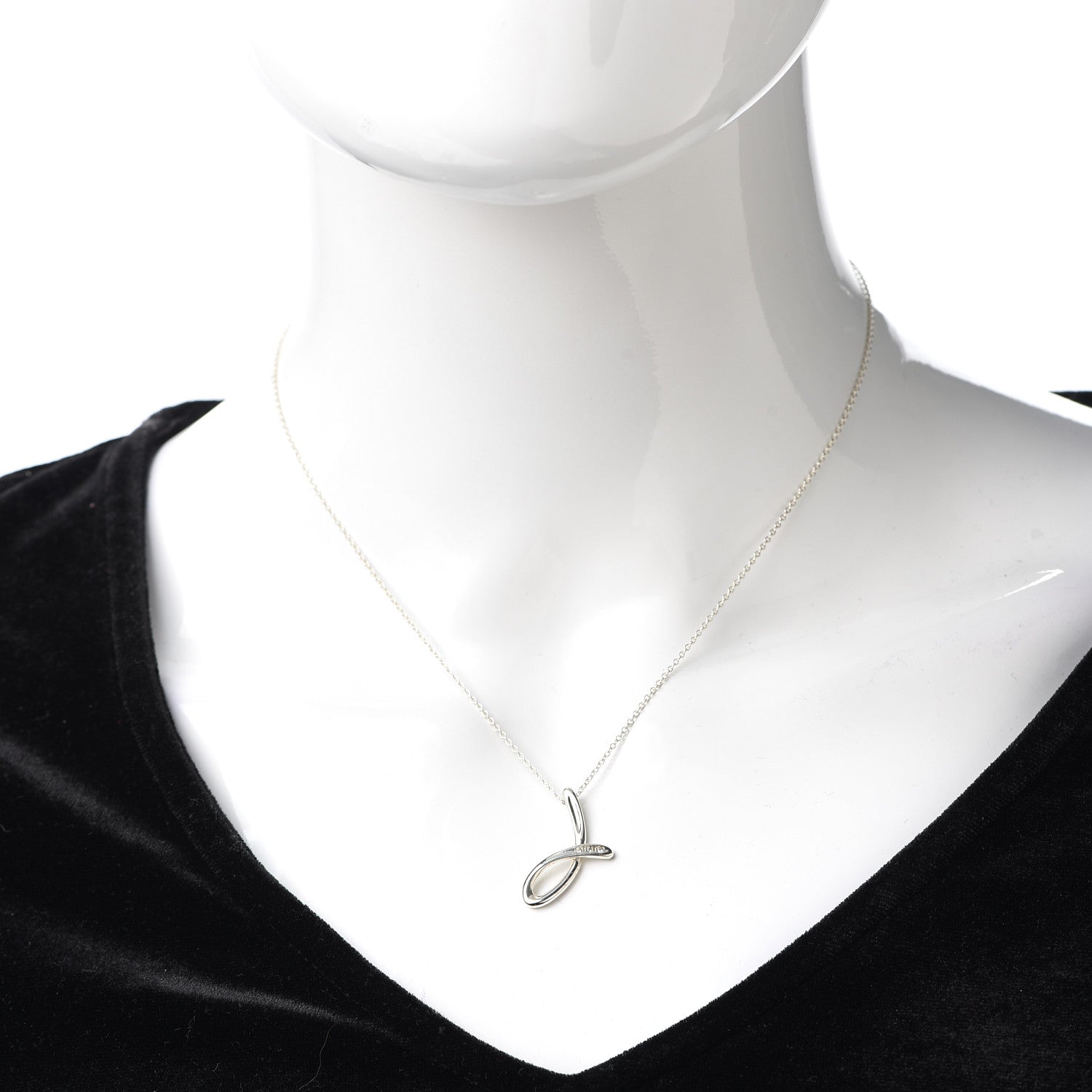 Tiffany Sterling Silver Elsa Peretti Letter J Pendant Necklace 2 of 6
