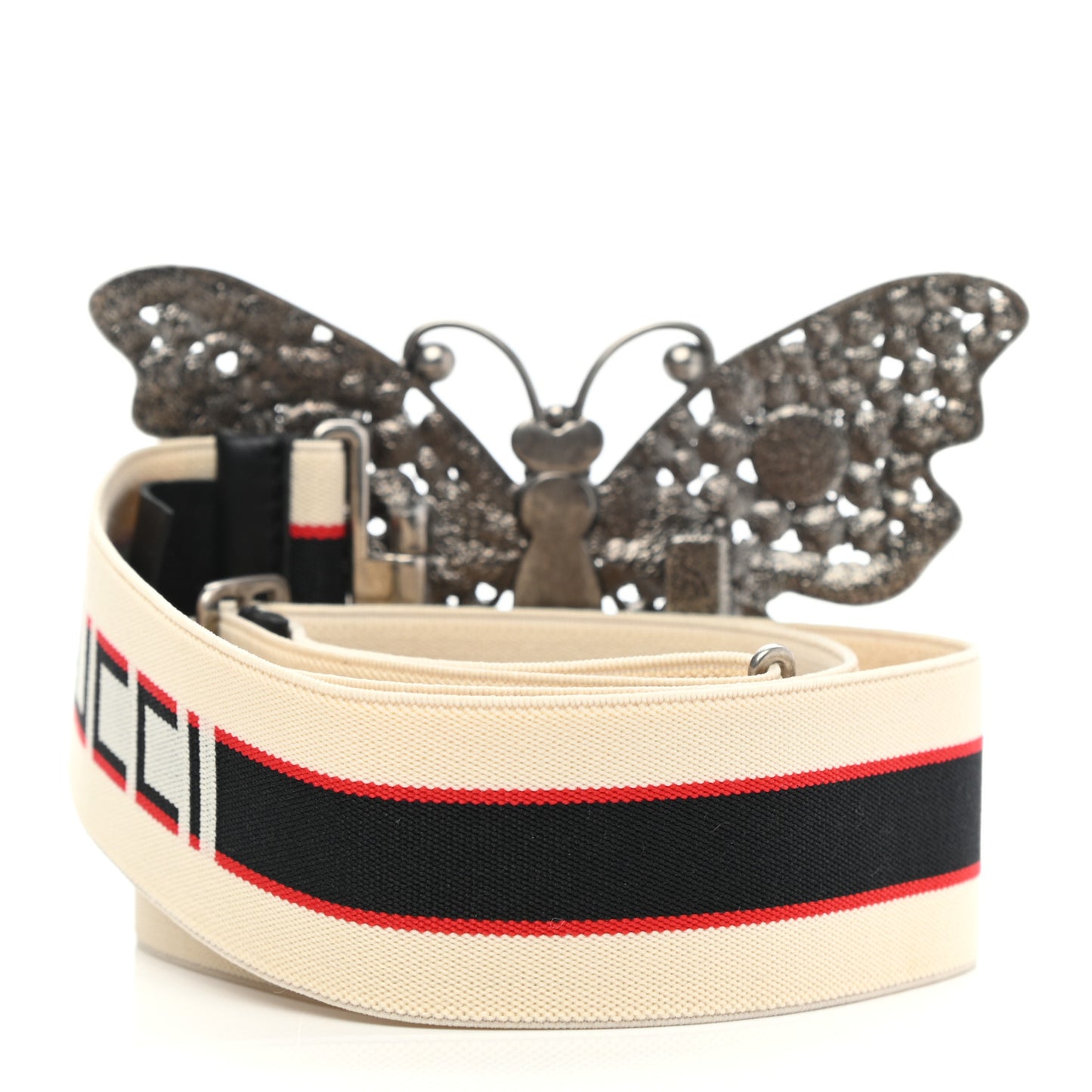 Jacquard Crystal Stripe Butterfly Belt 80 32 White