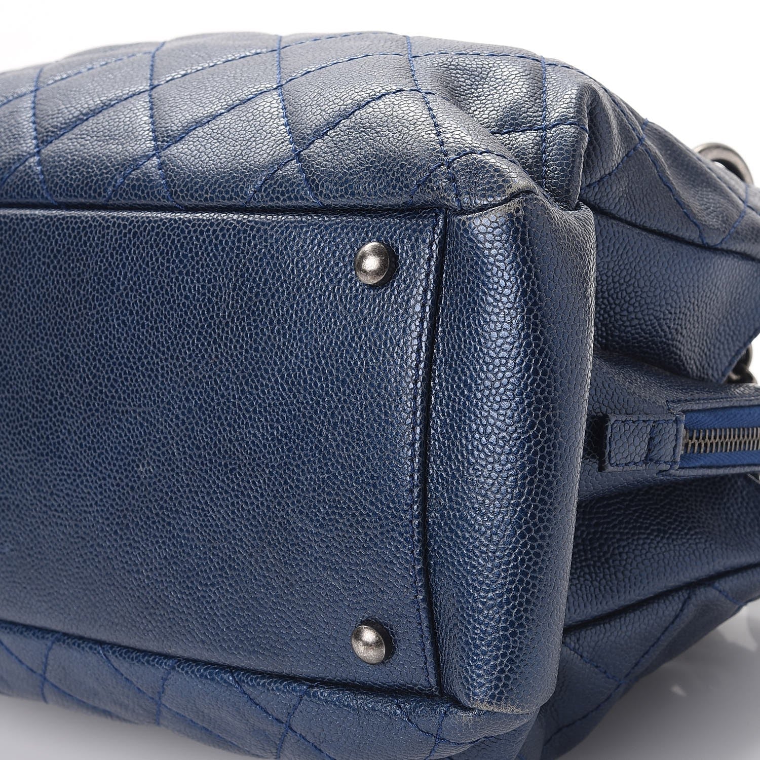 Chanel Iridescent Caviar Quilted Chic Shopping Tote Dark Blue 9 of 11