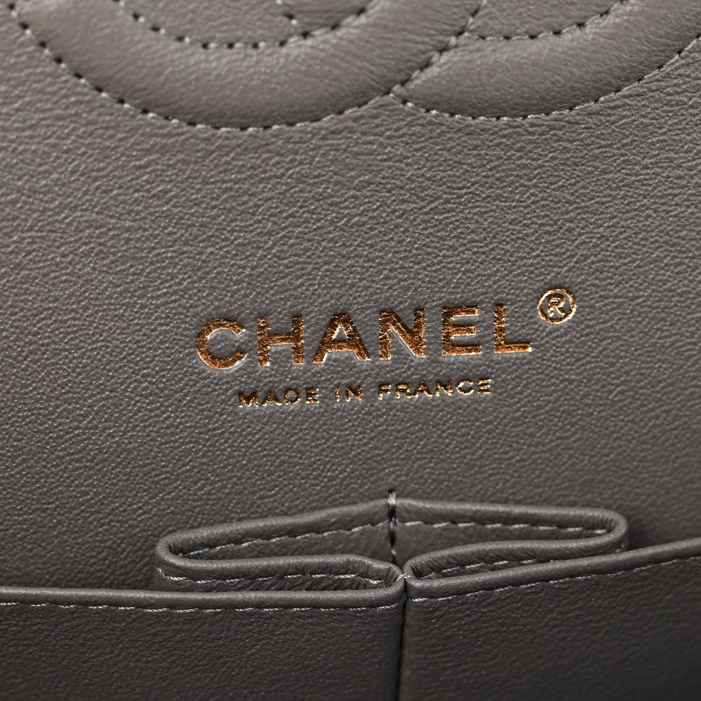 Caviar Chevron Quilted Medium Double Flap Dark Grey