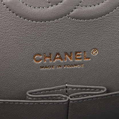 Chanel Caviar Chevron Quilted Medium Double Flap Dark Grey 5 of 9