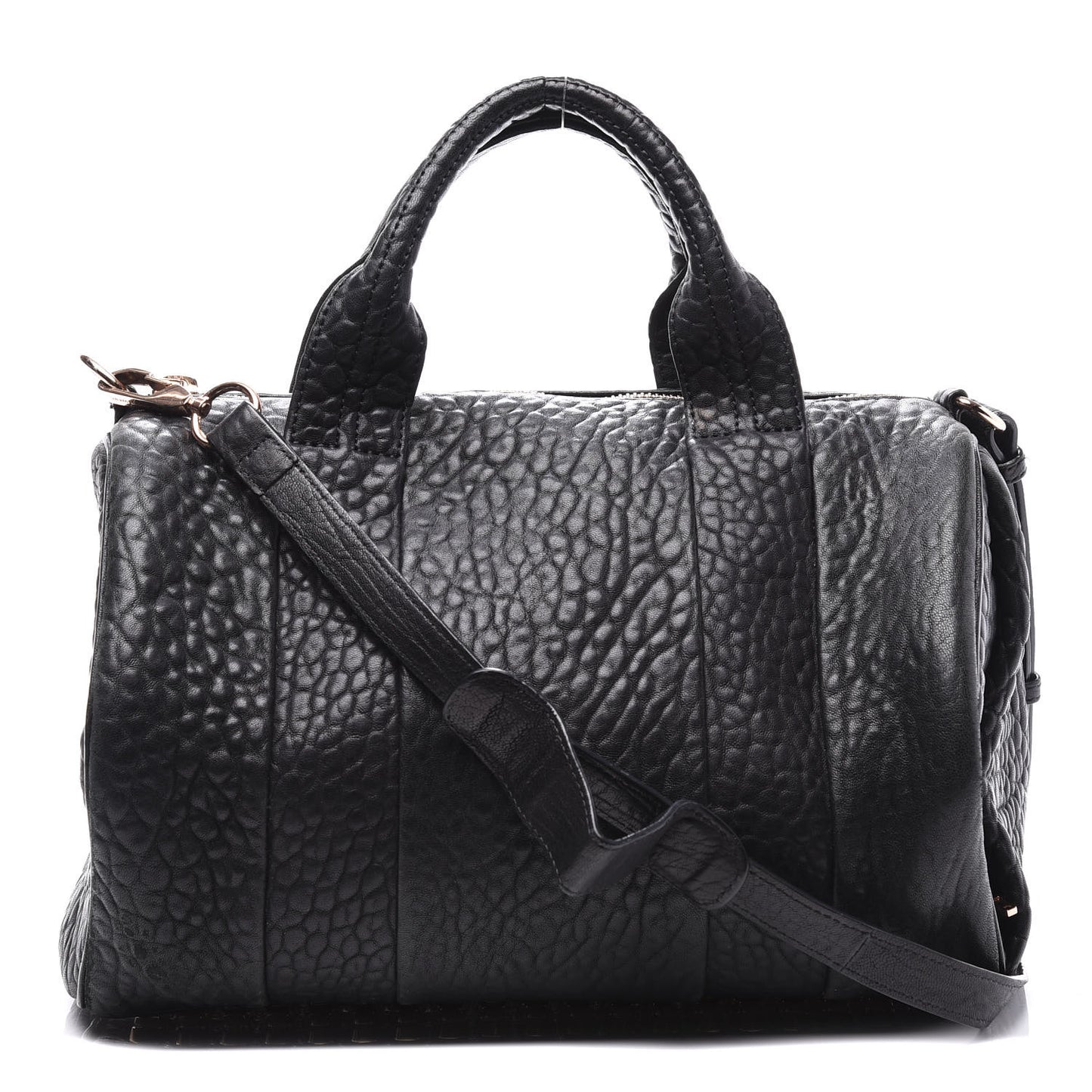 Pebbled Lambskin Rocco Black Rose Gold Hardware