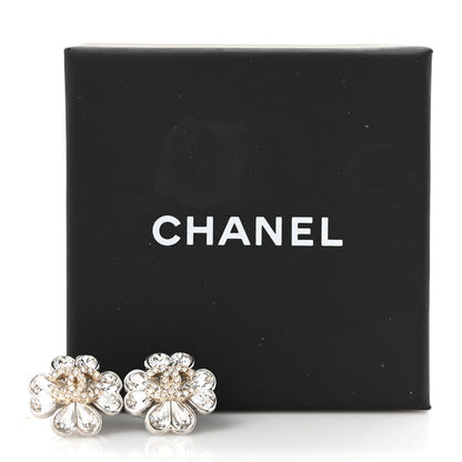 Chanel Metal Crystal CC Clover Heart Earrings Silver Gold 5 of 5