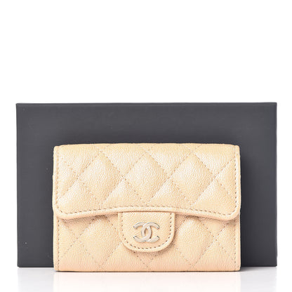 Chanel Iridescent Caviar Quilted Flap Card Holder Beige 11 of 11