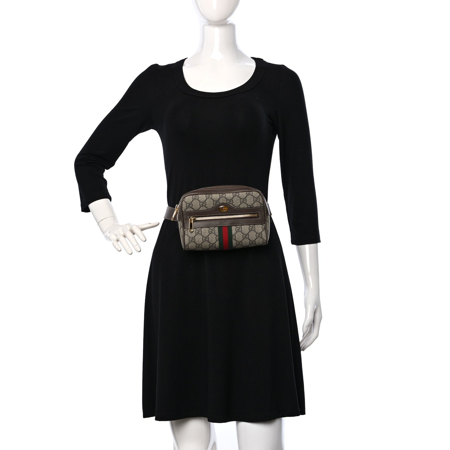 Gucci GG Supreme Monogram Web Small Ophidia Belt Bag 95 38 Dark Brown 2 of 9