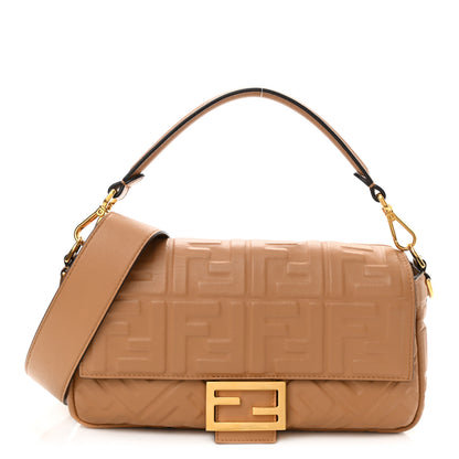 Fendi Nappa FF 1974 Embossed Baguette Miele Scuro 1 of 8