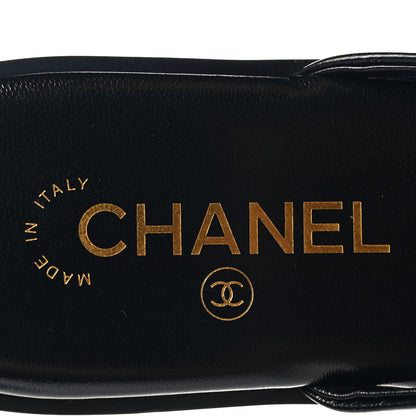 Chanel Goatskin Times Square Thong Sandals 37.5 Black 9 of 10