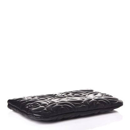 Chanel Goatskin Camellia Embossed Cosmetic Pouch Black 4 of 8