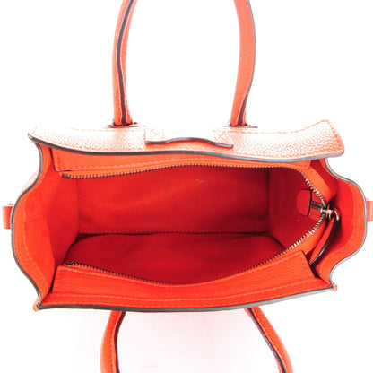 Celine Drummed Calfskin Nano Luggage Vermillion 5 of 10