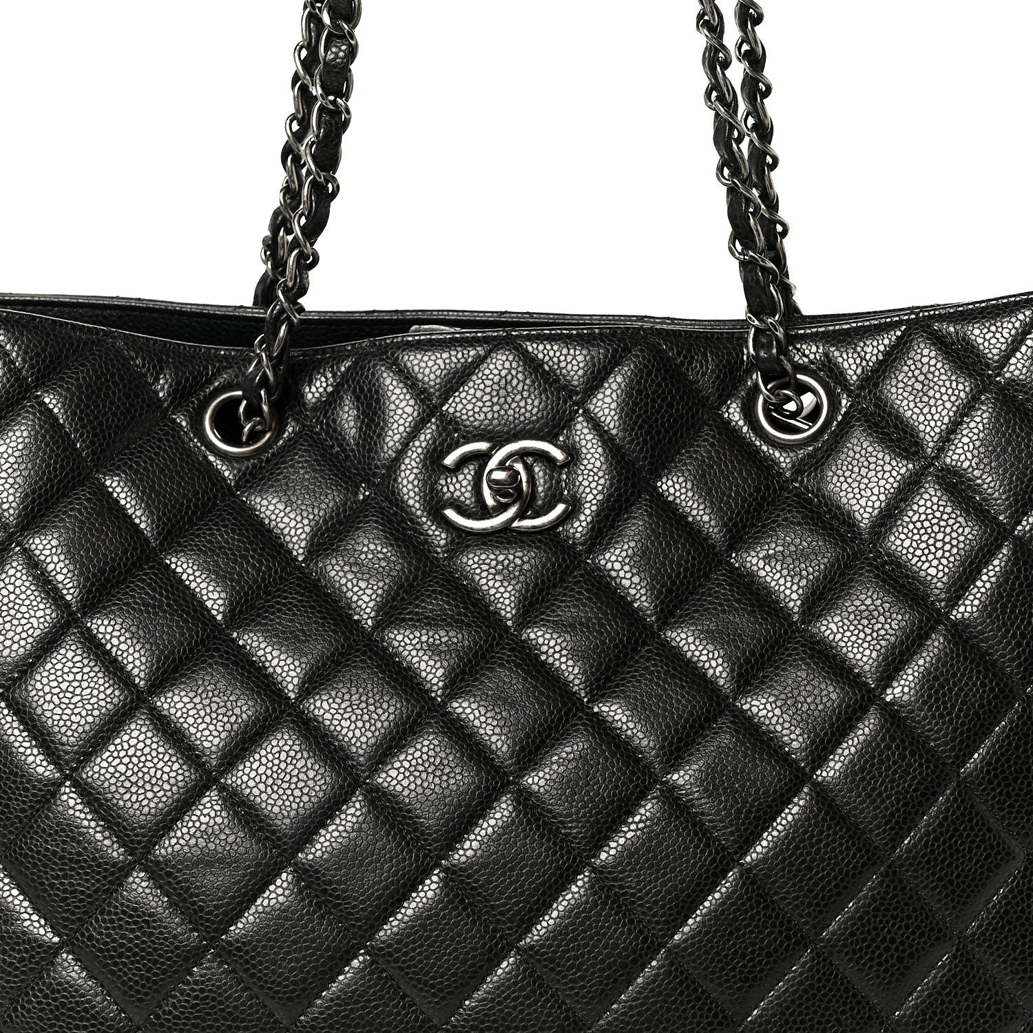 Chanel Calfskin Quilted Large CC Shopping Tote Black 8 of 10