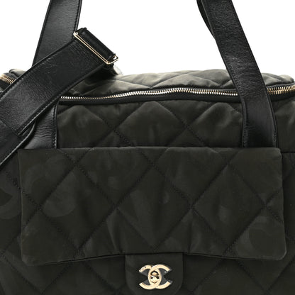 Chanel Nylon Calfskin Quilted Coco Neige Printed Convertible Duffle Backpack Black 7 of 9