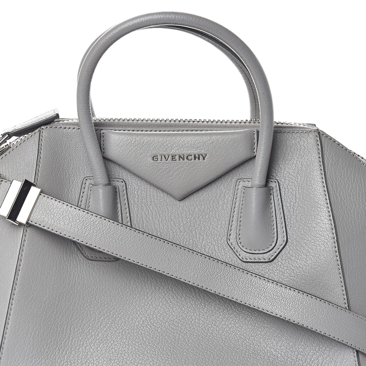Sugar Goatskin Small Antigona Pearl Grey